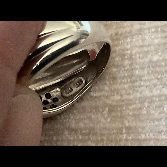 Vintage sterling silver & 42 Sapphire signed ring